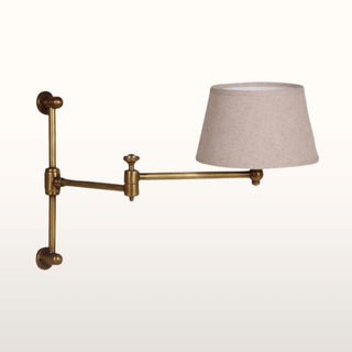 Brass Adjustable Arm Wall Light | Linen Drum Shade in Lamps from Oriana B. www.orianab.com