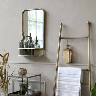 Antique Brass Mirror with Shelf | RectangularOriana BHomewares