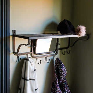 Iron Coat Rack with Shelf and MirrorOriana BHomewares
