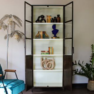 Metal and Glass Industrial Style Tall Cabinet | 2 DoorsOriana BFurniture