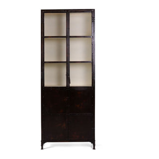 Metal and Glass Industrial Style Tall Cabinet | 2 DoorsOriana BFurniture