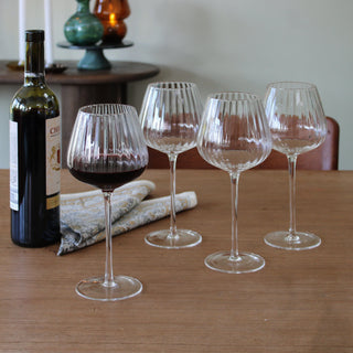 Ribbed Red Wine Glasses | Set of 4 in Homewares from Oriana B. www.orianab.com
