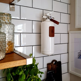 Nordic Flame | White Fire Extinguisher with Dark Leather StrapOriana BHomewares