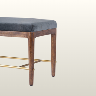 Upholstered Bench | Smokey Blue Velvet
