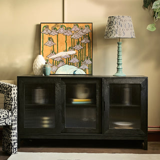 Ribbed Glass Sideboard | Black