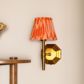 Single Brass Wall Light | Orange Pleated Shade