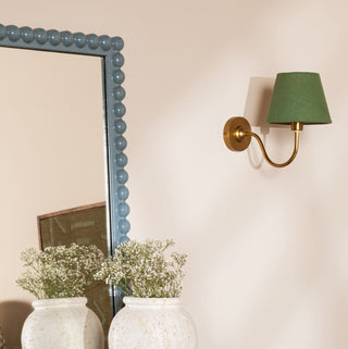 Brass Swan Neck Wall Light With Green Shade