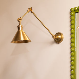 Long Arm Cone Wall Light | Brass