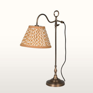 Antique Brass Lamp with Pleated Mustard Shade in Archived from Oriana B www.orianab.com