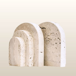 Arched Travertine Bookends | Set of 2 in Homewares from Oriana B www.orianab.com