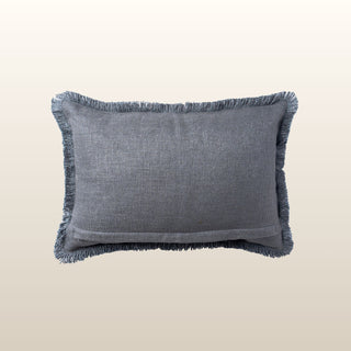 Aubrey Linen Fringed Cushion | Blue | 40x60 in Homewares from Oriana B www.orianab.com