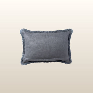 Aubrey Linen Fringed Cushion | Blue | 40x60 in Homewares from Oriana B www.orianab.com
