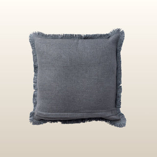 Aubrey Linen Fringed Cushion | Blue | 50x50 in Homewares from Oriana B www.orianab.com