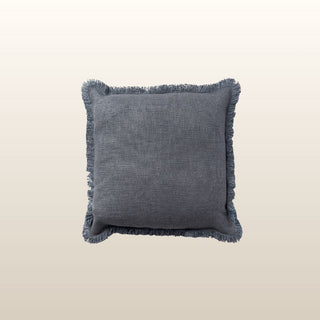Aubrey Linen Fringed Cushion | Blue | 50x50 in Homewares from Oriana B www.orianab.com