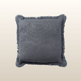Aubrey Linen Fringed Cushion | Blue | 50x50 in Homewares from Oriana B www.orianab.com