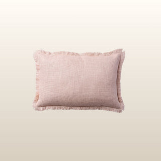 Aubrey Linen Fringed Cushion | Blush | 40x60 in Homewares from Oriana B www.orianab.com