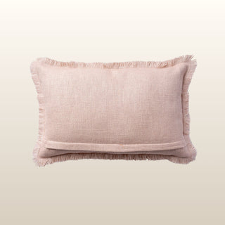 Aubrey Linen Fringed Cushion | Blush | 40x60 in Homewares from Oriana B www.orianab.com