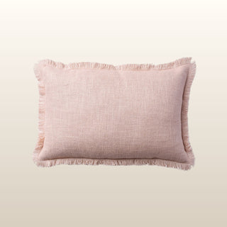 Aubrey Linen Fringed Cushion | Blush | 40x60 in Homewares from Oriana B www.orianab.com