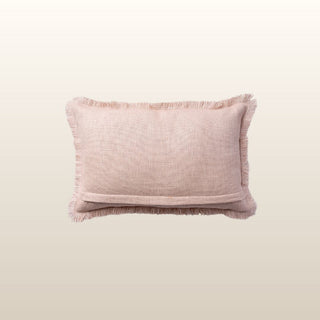 Aubrey Linen Fringed Cushion | Blush | 40x60 in Homewares from Oriana B www.orianab.com