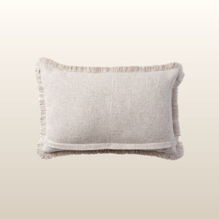 Aubrey Linen Fringed Cushion | Ecru | 40x60 in Homewares from Oriana B www.orianab.com