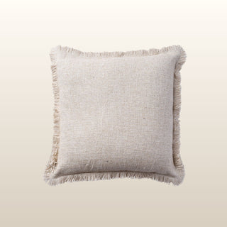 Aubrey Linen Fringed Cushion | Ecru | 50x50 in Homewares from Oriana B www.orianab.com