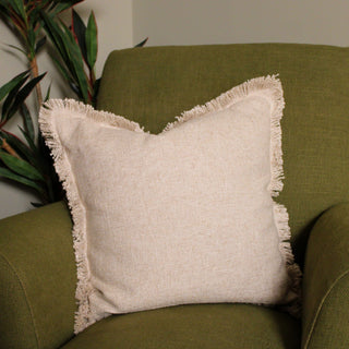 Aubrey Linen Fringed Cushion | Ecru | 50x50 in Homewares from Oriana B www.orianab.com