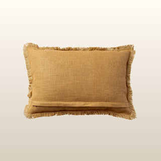 Aubrey Linen Fringed Cushion | Mustard | 40x60 in Homewares from Oriana B www.orianab.com