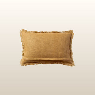 Aubrey Linen Fringed Cushion | Mustard | 40x60 in Homewares from Oriana B www.orianab.com