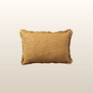 Aubrey Linen Fringed Cushion | Mustard | 40x60 in Homewares from Oriana B www.orianab.com