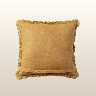 Aubrey Linen Fringed Cushion | Mustard | 50x50 in Homewares from Oriana B www.orianab.com