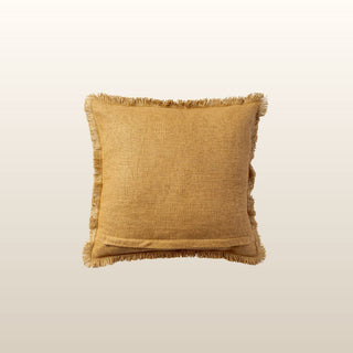 Aubrey Linen Fringed Cushion | Mustard | 50x50 in Homewares from Oriana B www.orianab.com