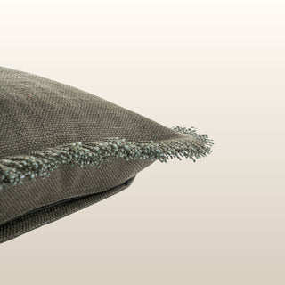 Aubrey Linen Fringed Cushion | Olive | 40x60 in Homewares from Oriana B www.orianab.com