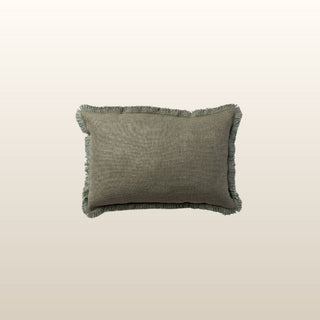 Aubrey Linen Fringed Cushion | Olive | 40x60 in Homewares from Oriana B www.orianab.com