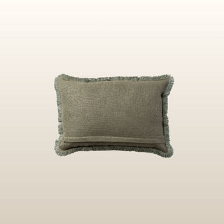 Aubrey Linen Fringed Cushion | Olive | 40x60 in Homewares from Oriana B www.orianab.com