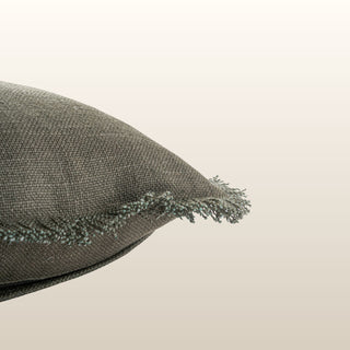 Aubrey Linen Fringed Cushion | Olive | 50x50 in Homewares from Oriana B www.orianab.com