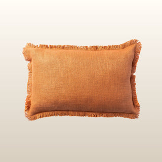 Aubrey Linen Fringed Cushion | Terracotta | 40x60 in Homewares from Oriana B www.orianab.com