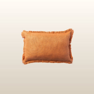 Aubrey Linen Fringed Cushion | Terracotta | 40x60 in Homewares from Oriana B www.orianab.com