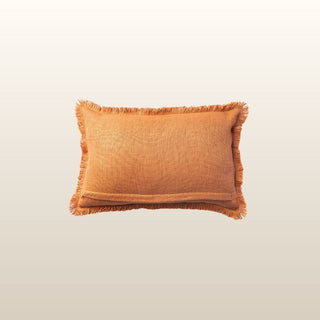 Aubrey Linen Fringed Cushion | Terracotta | 40x60 in Homewares from Oriana B www.orianab.com