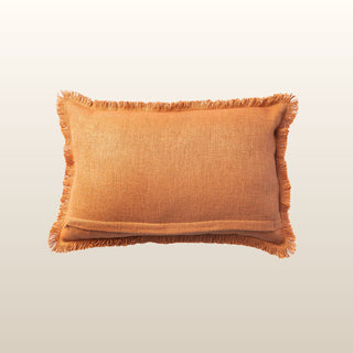 Aubrey Linen Fringed Cushion | Terracotta | 40x60 in Homewares from Oriana B www.orianab.com