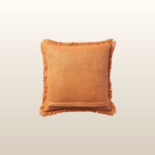 Aubrey Linen Fringed Cushion | Terracotta | 50x50 in Homewares from Oriana B www.orianab.com