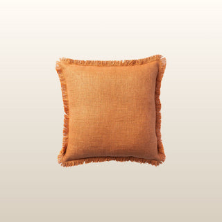 Aubrey Linen Fringed Cushion | Terracotta | 50x50 in Homewares from Oriana B www.orianab.com