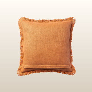 Aubrey Linen Fringed Cushion | Terracotta | 50x50 in Homewares from Oriana B www.orianab.com