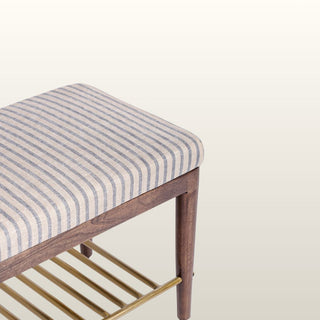 Black and White Striped Mango Wood Upholstered Bench in Furniture from Oriana B www.orianab.com