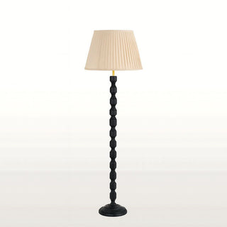 Black Wood Floor Lamp | Neutral Pleated Lampshade in Lighting from Oriana B www.orianab.com