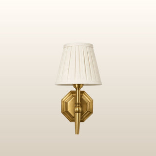 Blanche Single Brass Wall Light | Neutral Pleated Shade in Lighting from Oriana B www.orianab.com