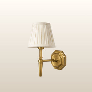 Blanche Single Brass Wall Light | Neutral Pleated Shade in Lighting from Oriana B www.orianab.com