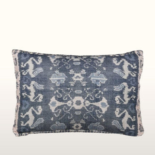 Blue and White Ikat Cushion | 40x60 in Homewares from Oriana B www.orianab.com