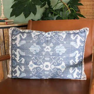 Blue and White Ikat Cushion | 40x60 in Homewares from Oriana B www.orianab.com
