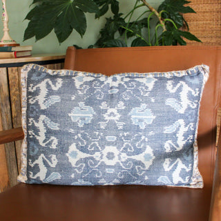 Blue and White Ikat Cushion in Cushions from Oriana B. www.orianab.com