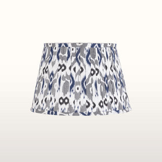 Blue Enamel Table Lamp | Blue & Grey Pleated Lampshade in Lighting from Oriana B www.orianab.com